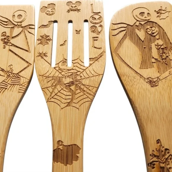 NWOT Wooden Spoon And Spatula 6 Pc Set Nightmare Before Christmas - Picture 4 of 7